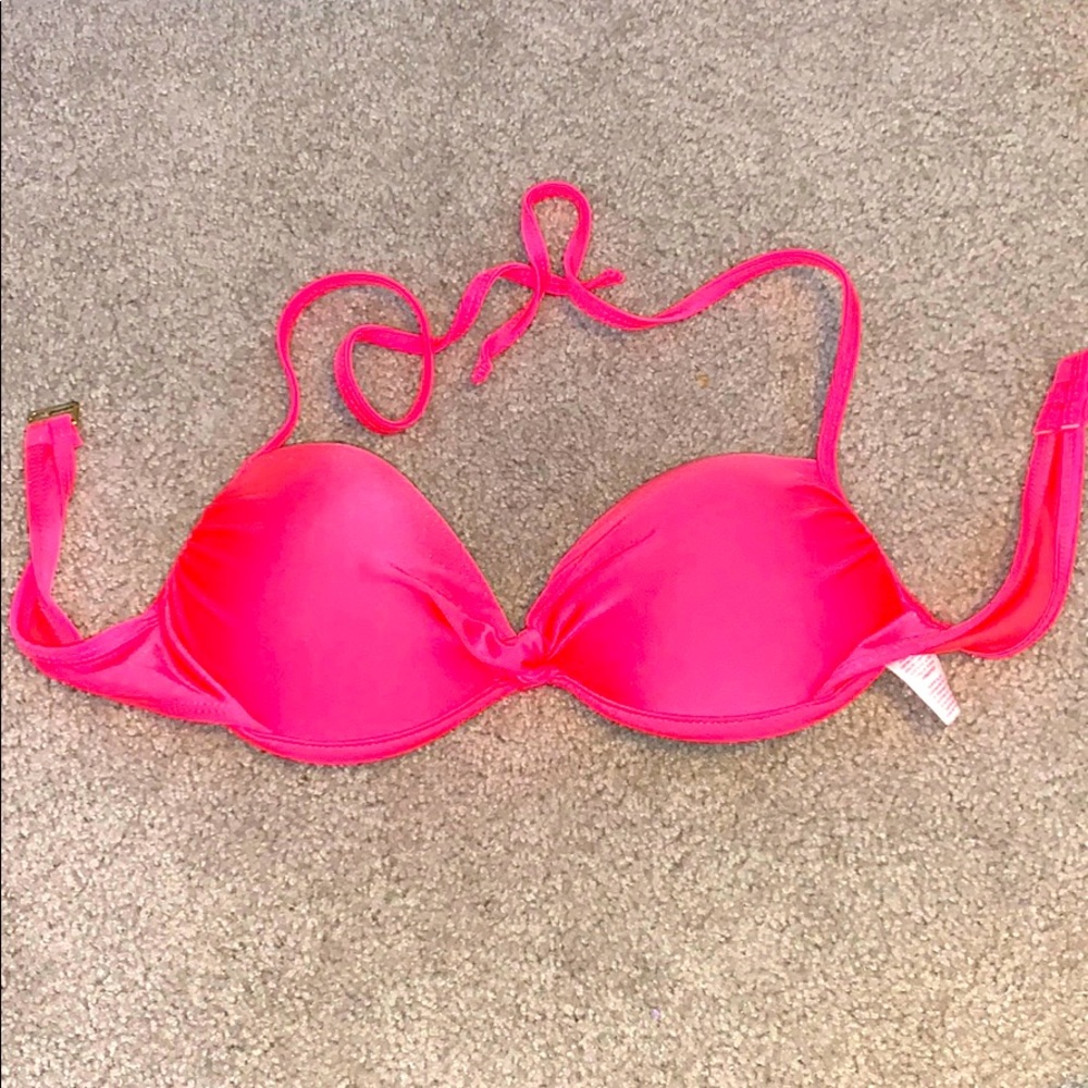 Hot pink bikini top with push-up and clasps
